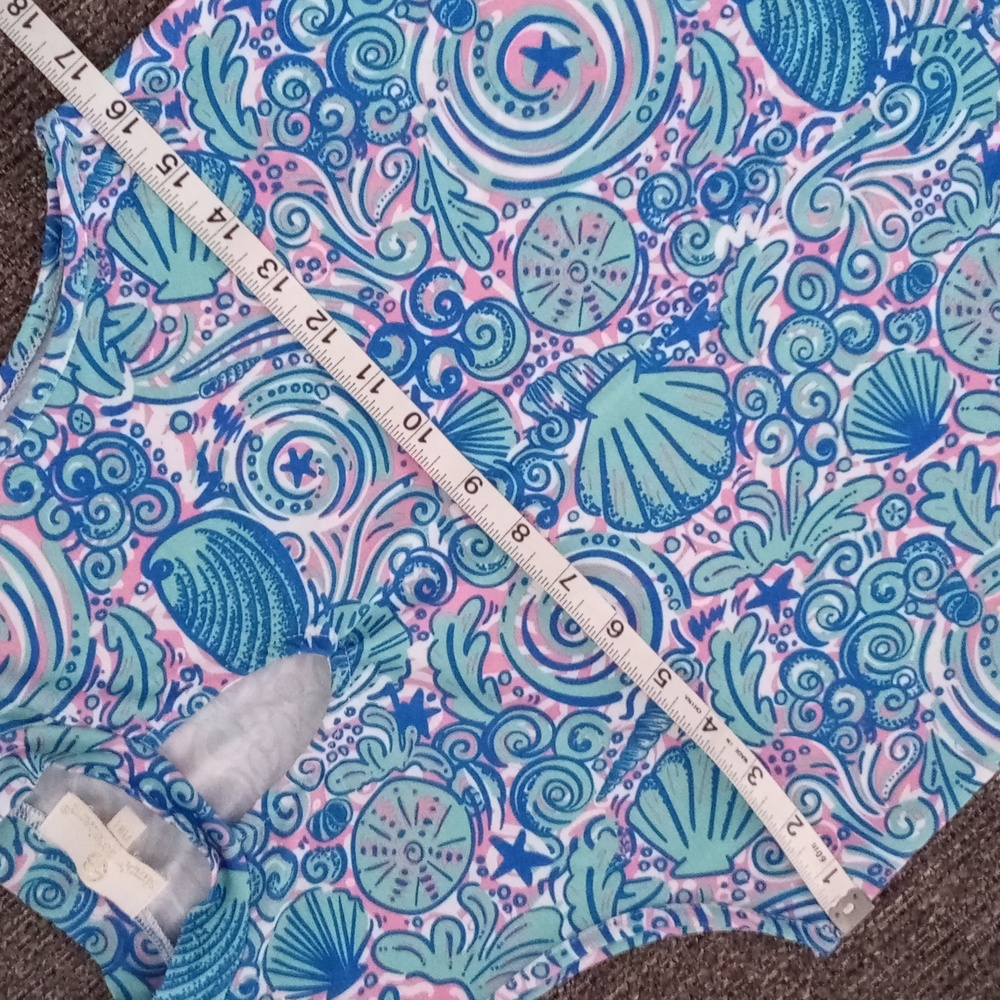 🌊Simply Southern🌊 - Blue/Pink/White Seashell Swirl Sleeveless Stretch Dress - Picture 9 of 10